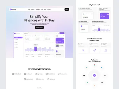 SaaS Landing Page banking dashboard finance financial dashboard fintech fintech ui fintech ui design landing page minimal design money management product design product designer saas saas saas landing page ux design web design