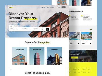 Squer - Real Estate Landing Page builiding design homepage house landing page real estate ui web design website