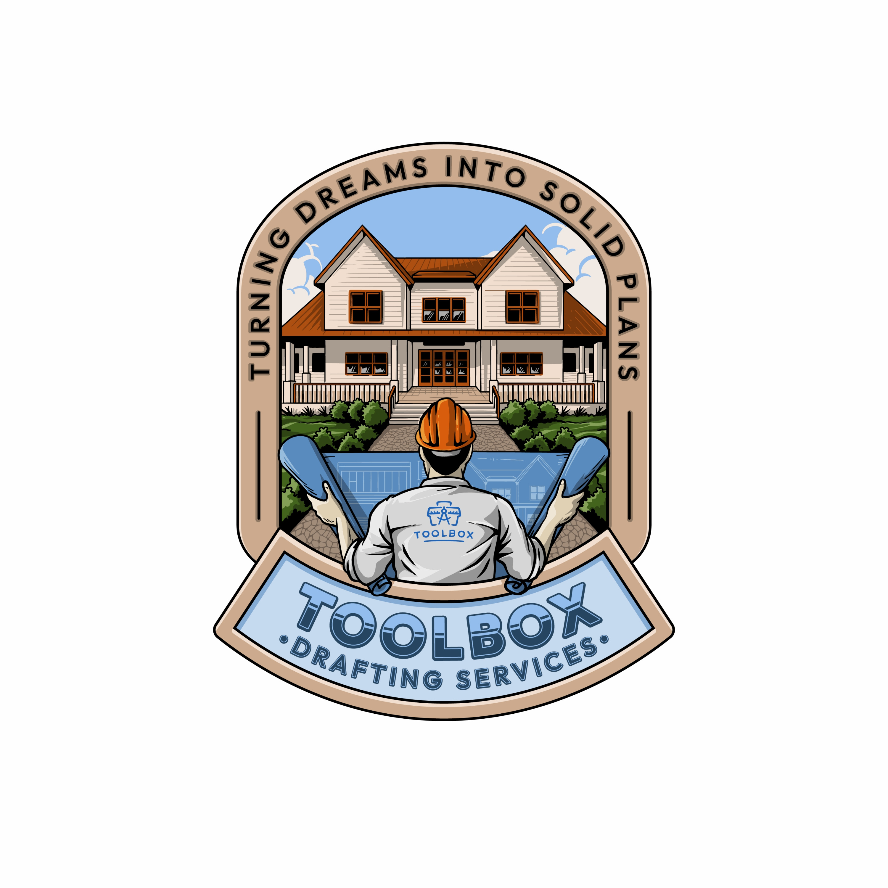 Toolbox Drafting Services architectural design architecture illustration construction brand drafting services illustrated logo logo design t shirt design