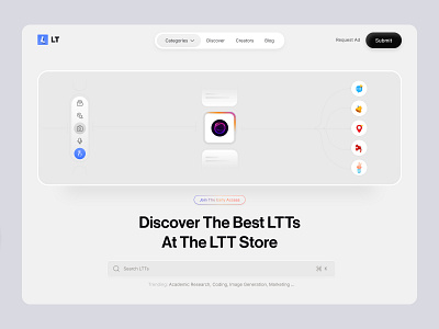 Digital Marketplace ai tools app discovery clean design dashboard ui future design marketplace ui minimal ui modern landing page product design saas design search interface soft ui tech platform uiux web design