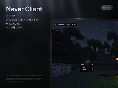 Never Client cheat game hack hud minecraft ui uiux uix ux