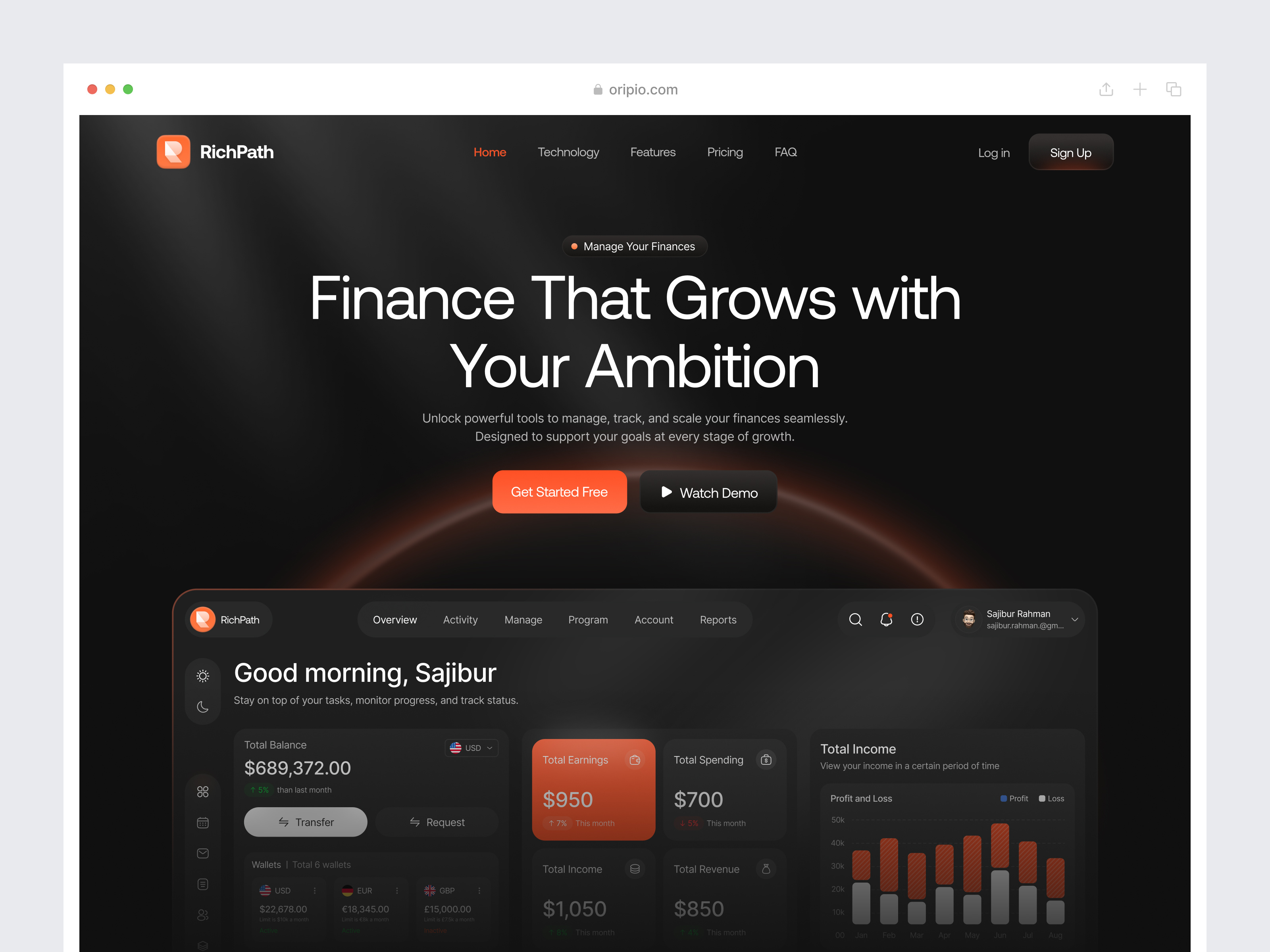Example of Saas Landing Page Design