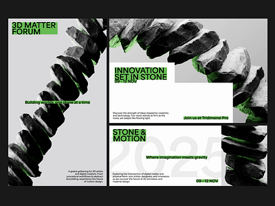 Stone 3D Branding 3d animation 3d branding abstract animation brand identity branding card graphic design green motion graphics poster rock stone stone animation