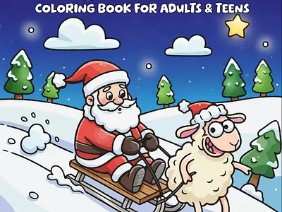 Cozy Christmas Coloring Book christmas coloring page coloring page for kids coloring pages graphic design vector vector coloring page