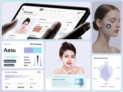 Beauty Widgets ai assistant ai beauty ai skincare app app artificial intelligence beauty beauty app beauty dashboard branding components cosmetology cosmetology app dashboard design yow personal care saas dashboard skin skin care wellness widgets