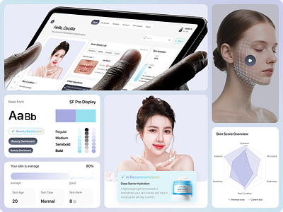 Beauty Widgets ai assistant ai beauty ai skincare app app artificial intelligence beauty beauty app beauty dashboard branding components cosmetology cosmetology app dashboard design yow personal care saas dashboard skin skin care wellness widgets