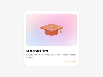 Card Design for a Non-Profit 3d communityengagement design education gradient nonprofit ui uiux userexperience ux