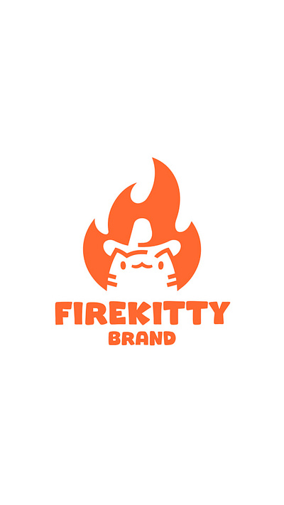 Fire Kitty Exclusive Logo Design for Sale by Anhdodes anhdodes animal bbq branding cat design fire flame icon kitten kitty logo logo design logomark pet restaurant symbol
