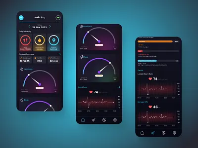 Smart Ring Monitoring App – Modern UI creative designer design studio fitness fitness app mobile app smart ring ui design