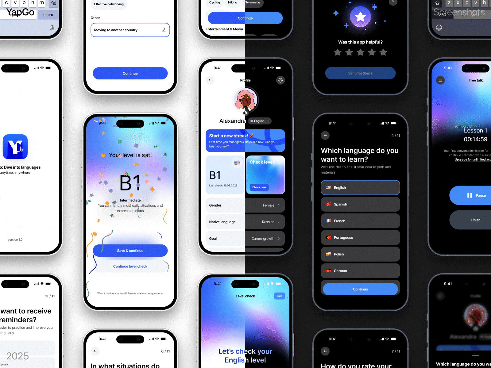 YapGO — AI Speaking Practice ai app design edtech education mobile app mobile app design ui ux