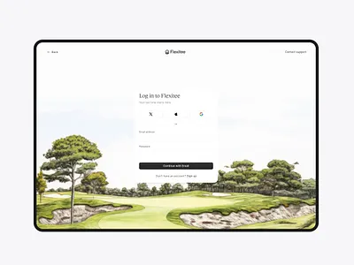 Flexitee - desktop login ai app application design desktop desktopapp golf login modern sign in sign up ui ui design ux watercolor web webapp
