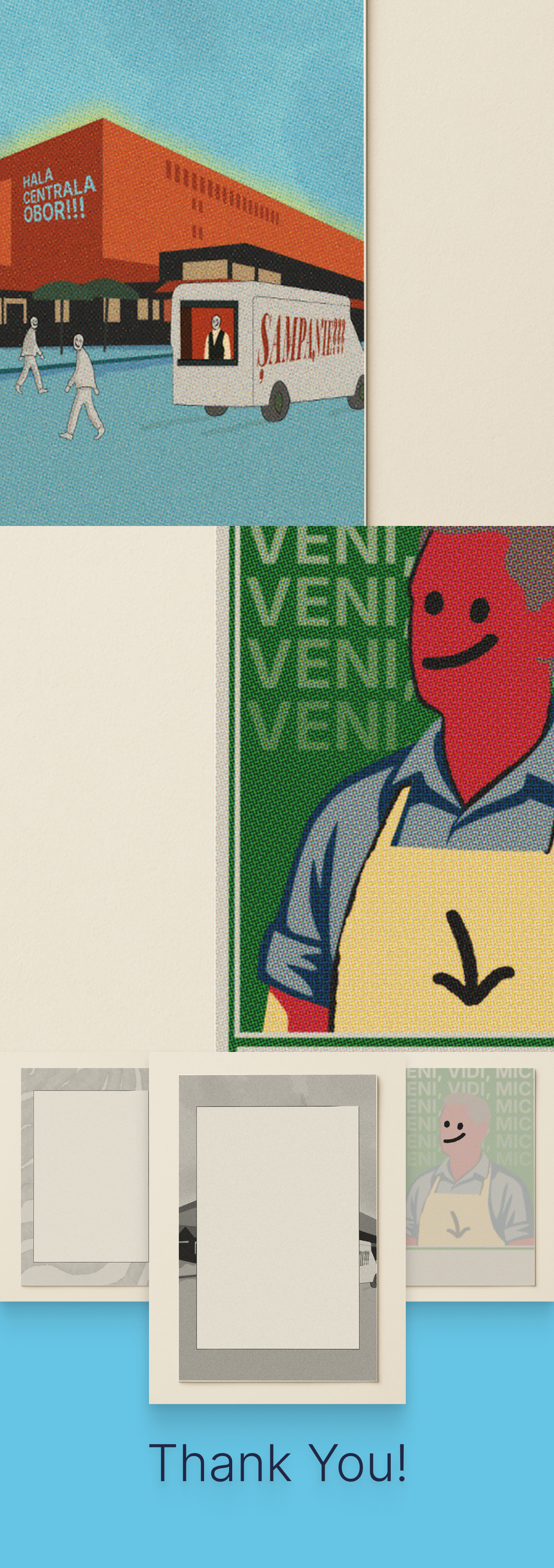 Obor Postcards design for market illustrations market postcards design