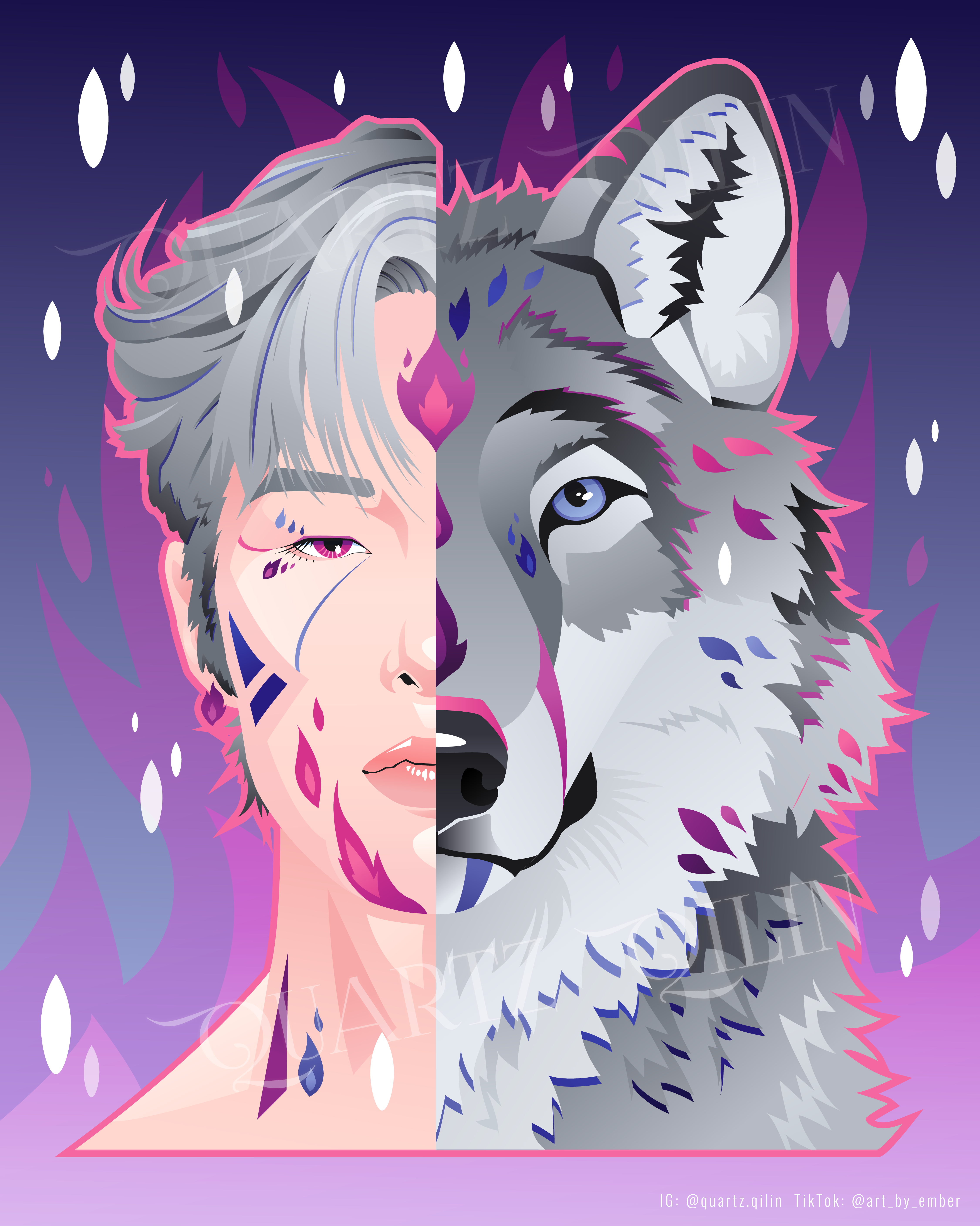 ATEEZ Mingi + Wolf Vector Illustration adobe animal ateez design drawing graphic design illustration illustrator k pop kpop mingi painting photoshop vector wolf