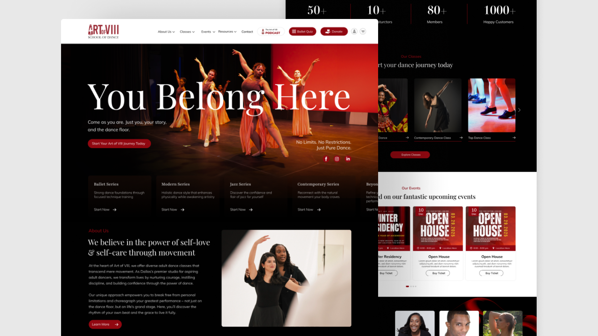 Art Of VIII School Of Dance | Website Design brand identity branding dance school dance studio graphic design strategy ui user experience ux webdesign website