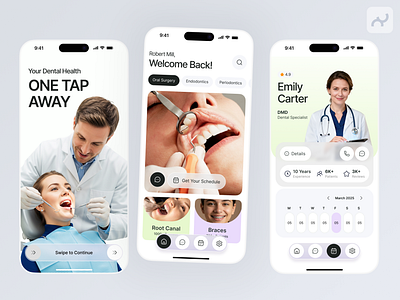 Mobile App Design For Dental Health app clinic dental dentist doctor fitness graphics design health healthcare mobile mobile app mobile ui teeth uiux wellness