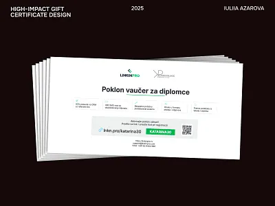 High-impact gift certificate design for Linkinpro activation b2b marketing business tool call to action clean design corporate identity crm system digital design gift certificate it product landing page (integration) lead generation minimalist modern print design promotion qr code saas branding sales tool voucher design