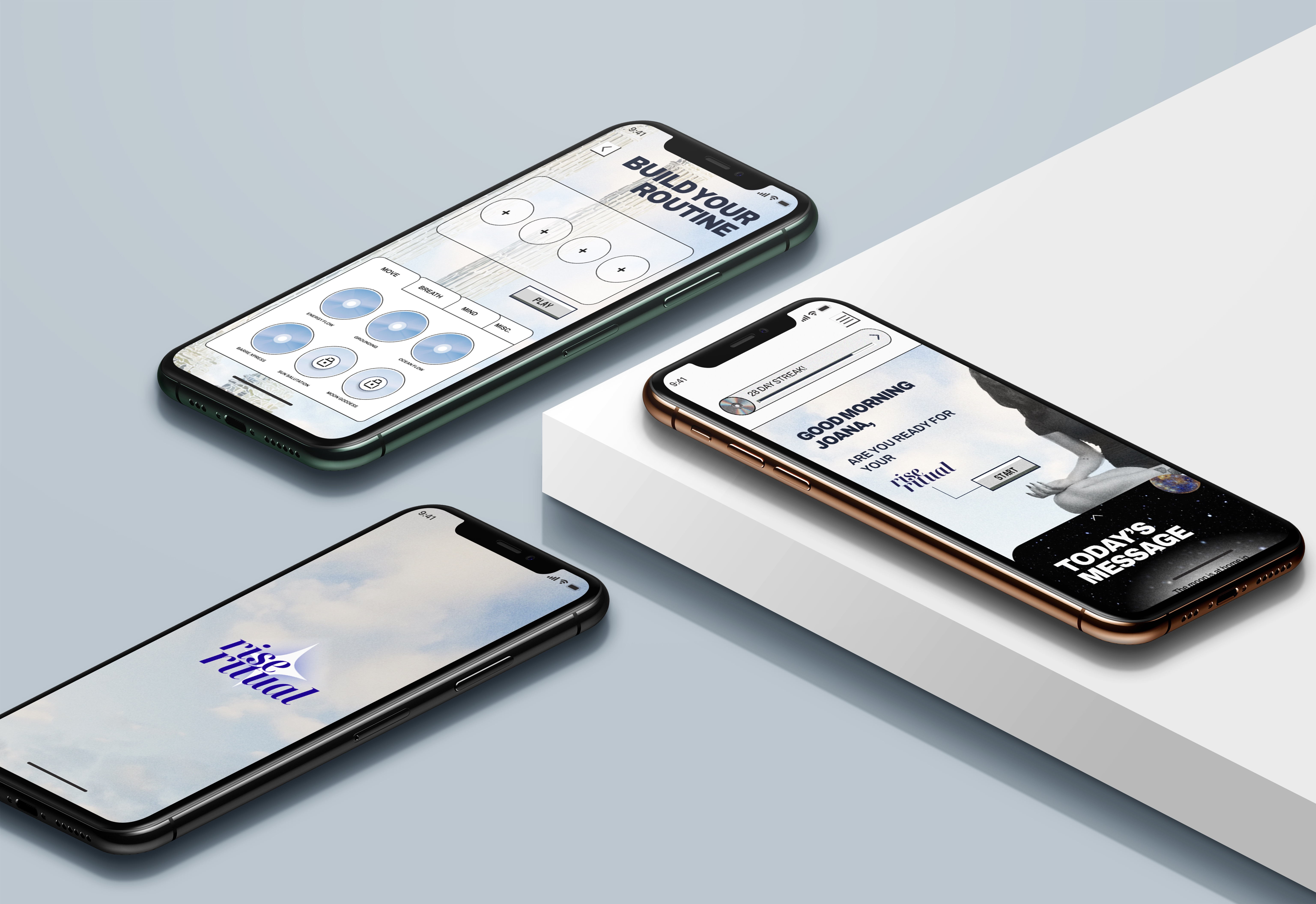 Rise Ritual - Wellness App Redesign app design app redesign dev ready handoff guide redesign ui design ui redesign wellness app