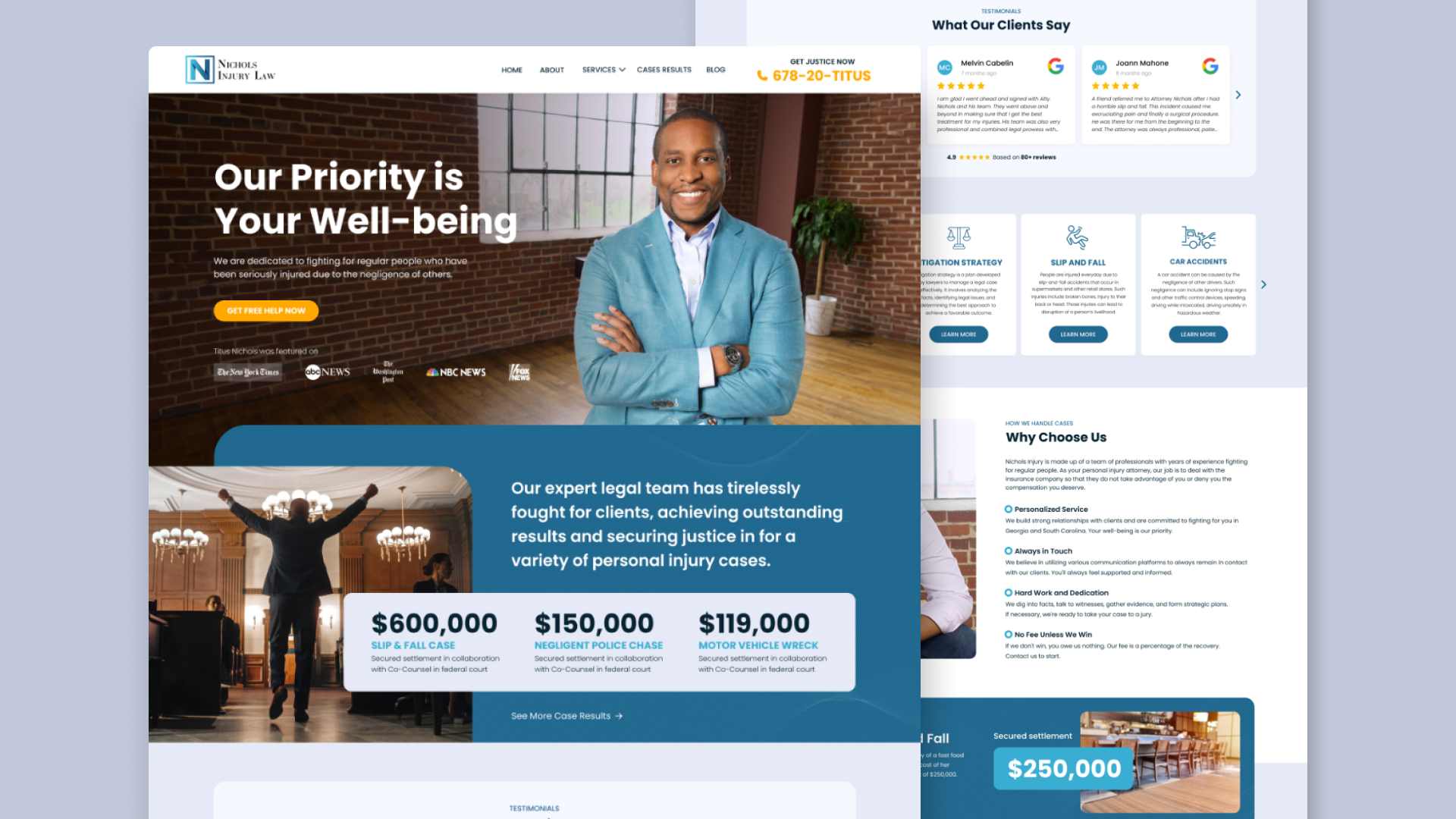 Nichols Injury Law | Website Design brand identity branding law personal injury law ui ux website website design