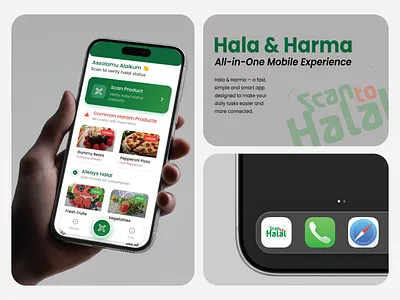 Halal & Haram Food Checker App UI – Clean & Modern Design app branding app design trends branding concept dribbble shots food verification ui graphic design halal app halal food checker haram food checker interface design logo modern ui ui