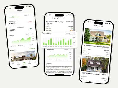 Fractional Real Estate App – Portfolio & Performance Insights app app design appdesign cleanui fractionalrealestate illustration investmentapp investordashboard mobile app design mobileappdesign performanceanalytics portfoliodashboard productdesign realestateapp solguruz uidesign uiux uxdesign