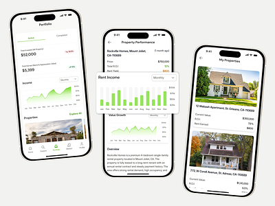 Fractional Real Estate App – Portfolio & Performance Insights app app design appdesign cleanui fractionalrealestate illustration investmentapp investordashboard mobile app design mobileappdesign performanceanalytics portfoliodashboard productdesign realestateapp solguruz uidesign uiux uxdesign