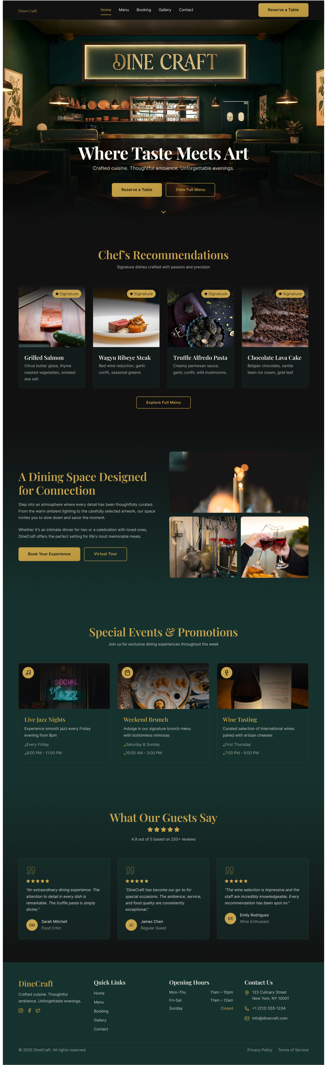 DineCraft — Restaurant & Café Website cafe cafe website dine craft figma figma sites landing page restaurant restaurant website ui ui design uiux ux ux design web design