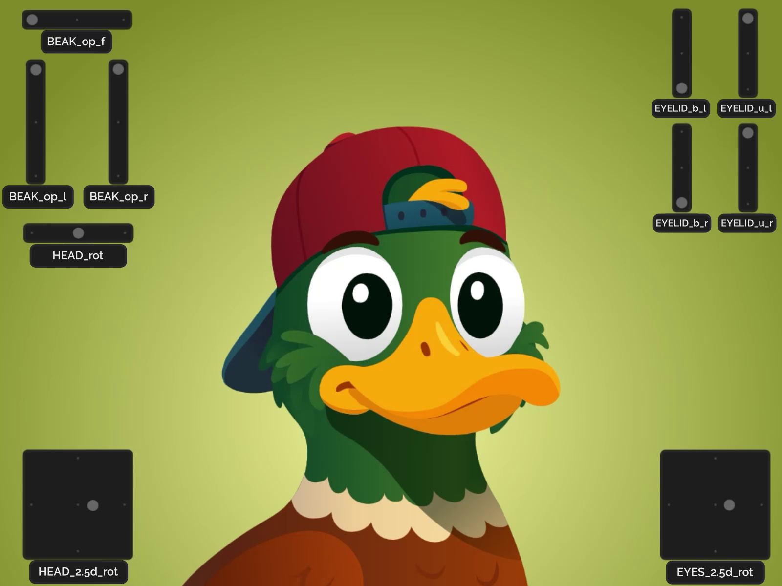 Example of Duck 2.5d rigg - Rive