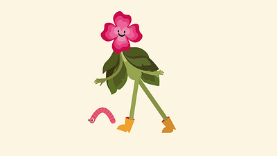Charming flower walking cycle 2d animation character design graphic design illustration motion graphics quirky walking cycle