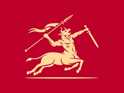 Centaur Minotaur Warrior Logo branding breave business logo centaur contemporary design drawing elegance graphic design hybrid illustration logo logoground logomaker minotaur spear strong ui