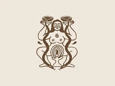 CIMARRONA artisan branding classic design femenine graphic design illustration logo magic mystic nature plants snake spiritual universe vase vector water woman