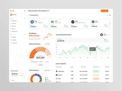 Stock Trading Platform app chart clean design fireart invest modern money monitor stock trade ui ux