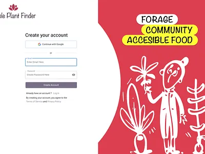 Edible Plant Finder Sign Up appdesign branding cardpay design designer designforhire designsystem foraging logo signup ui ux