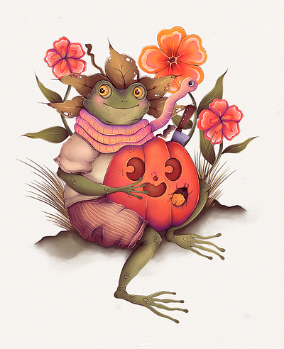 Halloween toad character design childrens book illustration drawing fairy tale halloween illustration toad