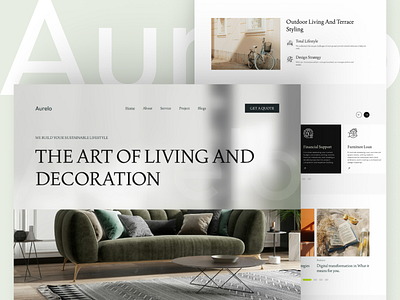 Aurelo, An Interior Design Agency Landing Page 3d figma graphic design interion landing page ui