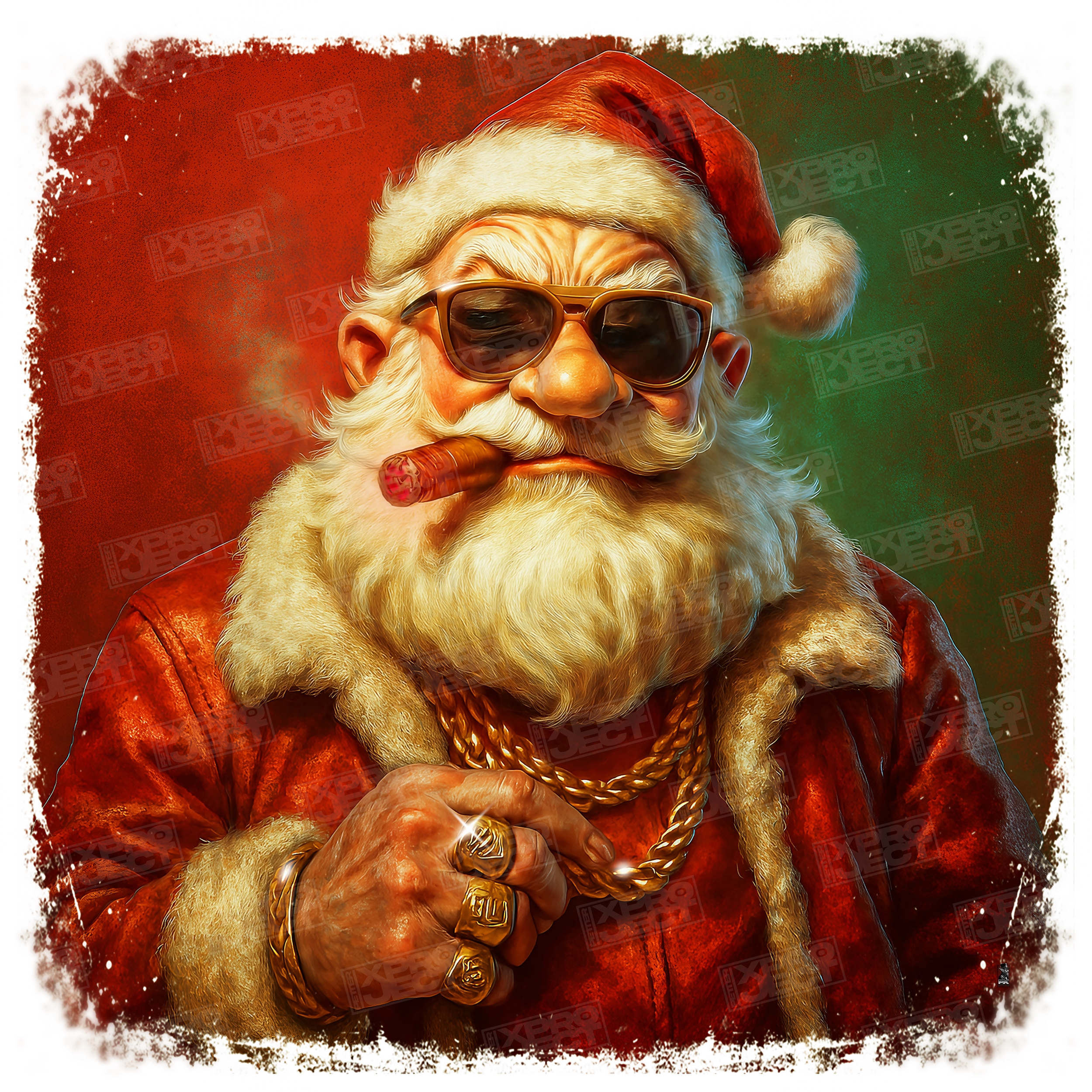 🎅 "SANTA MAFIA" | A Santa a Day | 001/012 badass santa claus christmas boss style cool santa art gangster santa gritty holiday portrait hip hop santa mafia christmas santa in sunglasses santa with cigar urban santa character