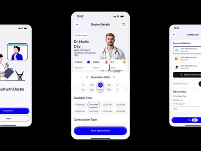 UI/UX Design of Doctor Booking Screen app app ui doctor doctor details screen mobile app online doctor booking product design telemedicine ui ui design uiux design ux design