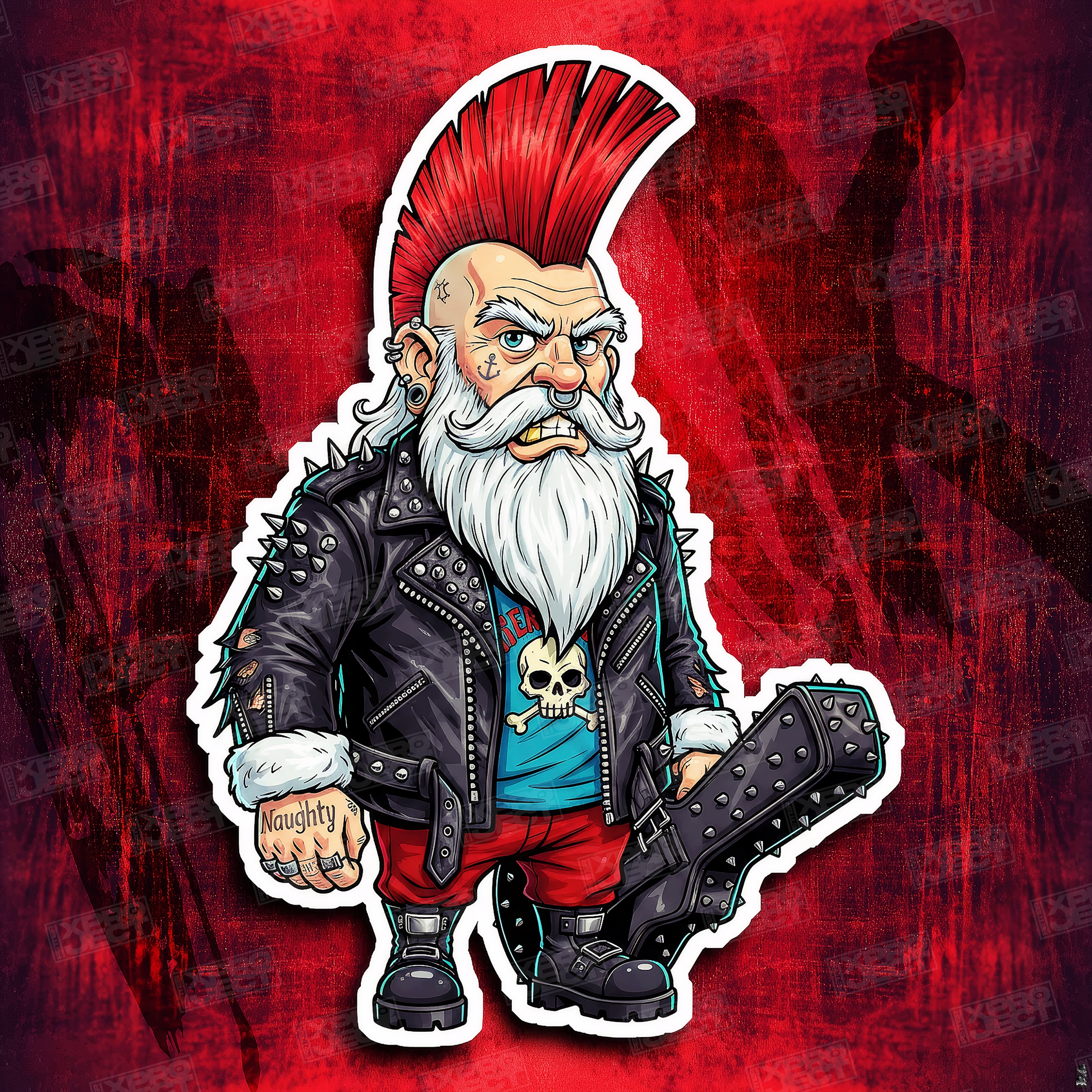 🎅 "SANTA PUNK" | A Santa a Day | 002/012 alternative christmas artwork badass christmas character edgy santa design punk rock holiday punk santa rebel santa illustration rocker santa claus santa with mohawk tattooed santa art xmas punk art