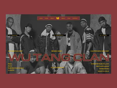 Wu-Tang Clan - Website Hero Concept 90s aesthetic band website bold ui brutalism figma graphic design hero section hip hop interface design landing page layout design music website rap culture typography ui design user interface visual identity web design website concept wu tang clan