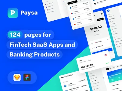 Paysa UI design kit for FinTech web and mobile apps app bank app banking dashboard design system finance finance app financial app design fintech payments app product design saas transactions ui ui kit ux wallet app