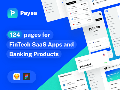 Paysa UI design kit for FinTech web and mobile apps app bank app banking dashboard design system finance finance app financial app design fintech payments app product design saas transactions ui ui kit ux wallet app