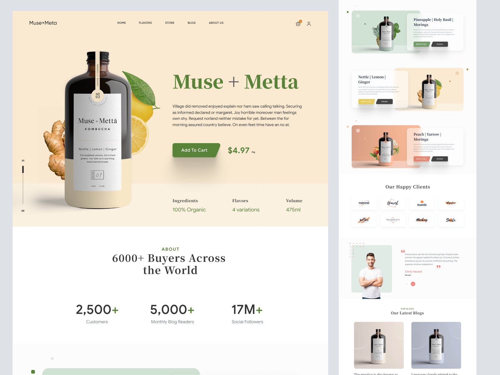 Example of Elegant Organic Product Landing Page Design