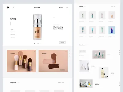 Elegant Cosmetics E-commerce UI Design beauty beauty industry clean cosmetic design cosmetics design ecommerce ecommerce ui grid layout layout minimalist minimalist aesthetics modern neutral colors online shopping product showcase shop typography design ui user interface