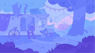 Amusement park background concept design detective game illustration purple vector