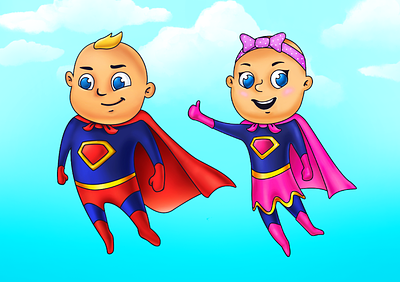Baby Superman baby boy caricature character flying girl hero illustration kid superhero superman