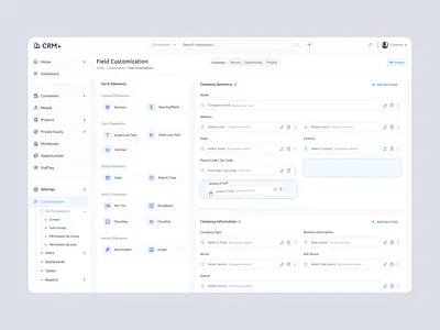 Advanced Form Builder UI — Drag-and-Drop Fields, Clean Layout branding clean crm crm form builder custom from design drag drop figma figma component form builder form customization landing page ma crm minimal mobile app ui ui design ux ux design web design