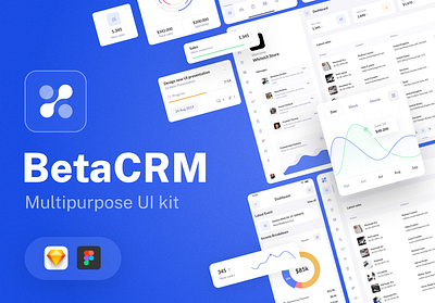 BetaCRM UI kit for CRM web and mobile apps admin admin panel app crm crm app crm design dashboard dashboard design design system figma template product design saas sketch app ui ui design ui kit ux ux design