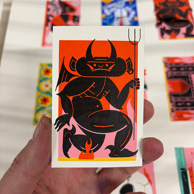 Demon Mini Screen print colour design editorial illustration print print making screen print