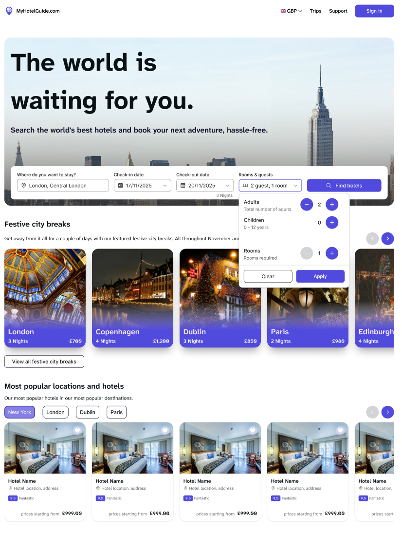 My Hotel Guide : hotel booking website case study ui ux