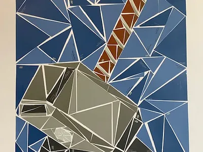 Mjolnir Mosaic Piece artwork illustration mixed media