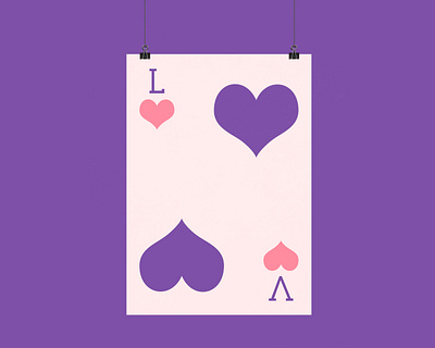 Love Playing Card | Typographical Poster font graphics heart illustration poster serif shape simple text typography